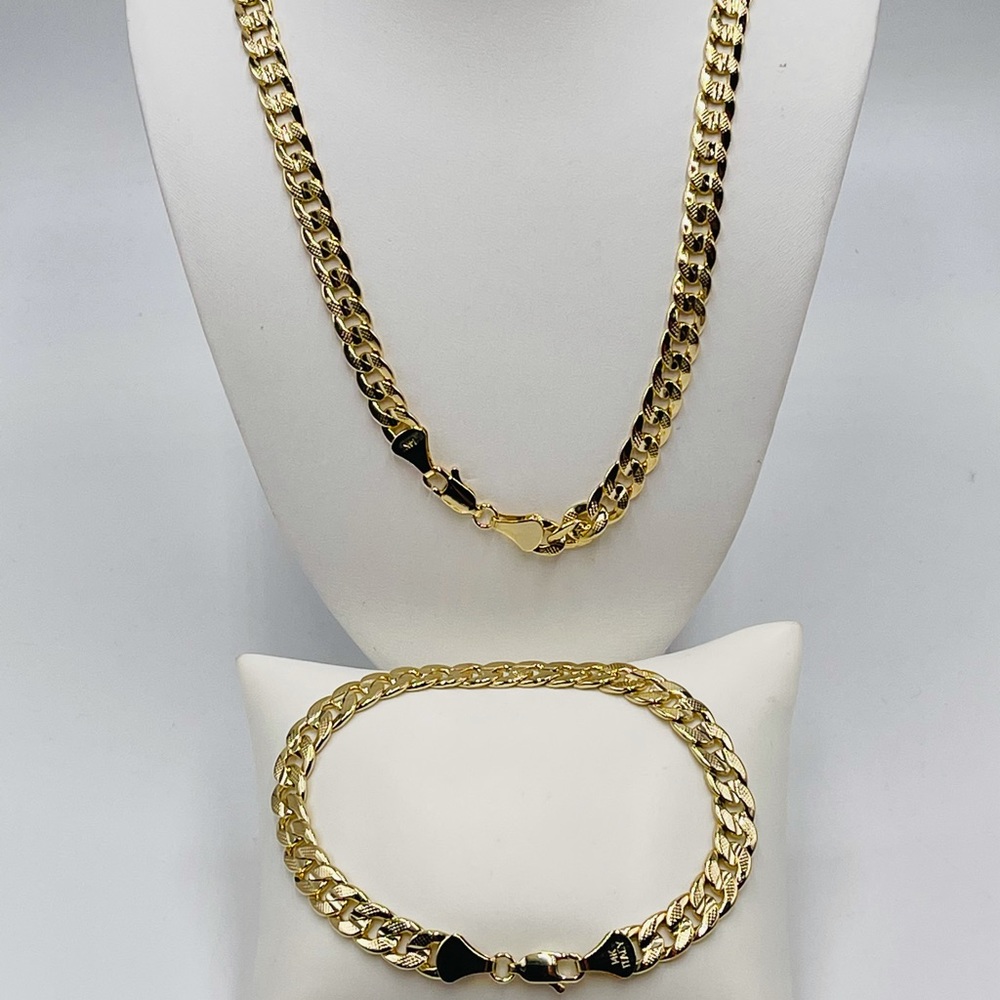 14k gold plated men's chain and bracelet